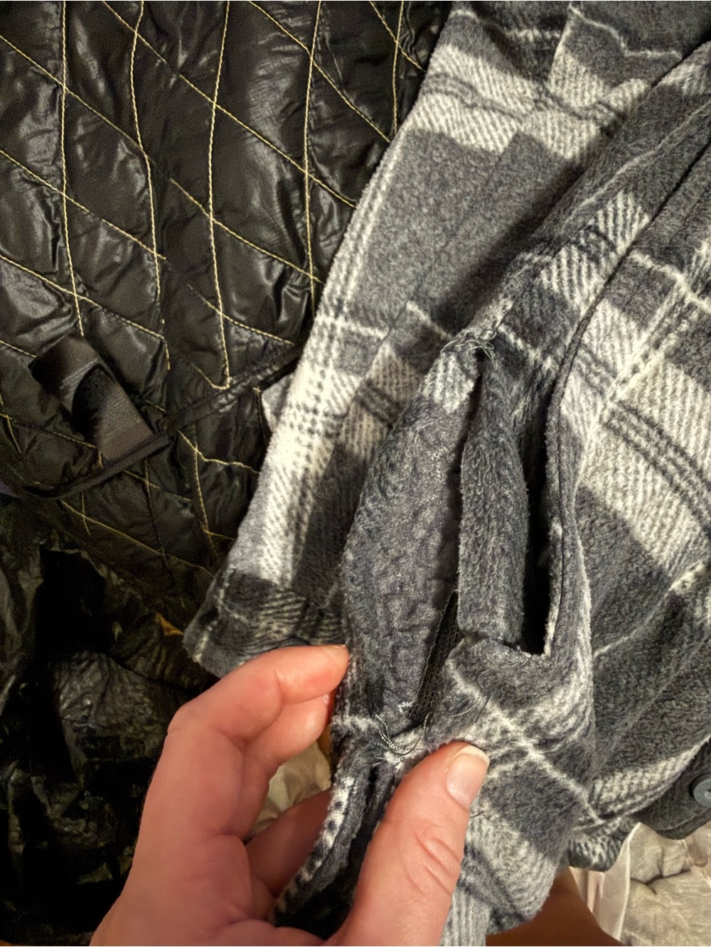 Gray Plaid Sherpa-Lined Hooded Shirt Jacket - Picture 2 of 2